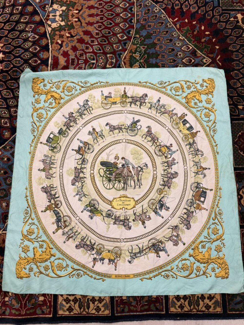 Hermes Silk Scarf Blue - Picture 6 of 9